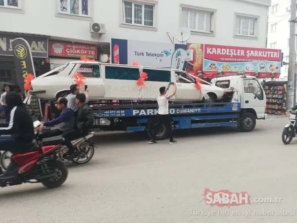 Osmaniyeli genç, 1978 model otomobili limuzine çevirip gelin arabası yaptı