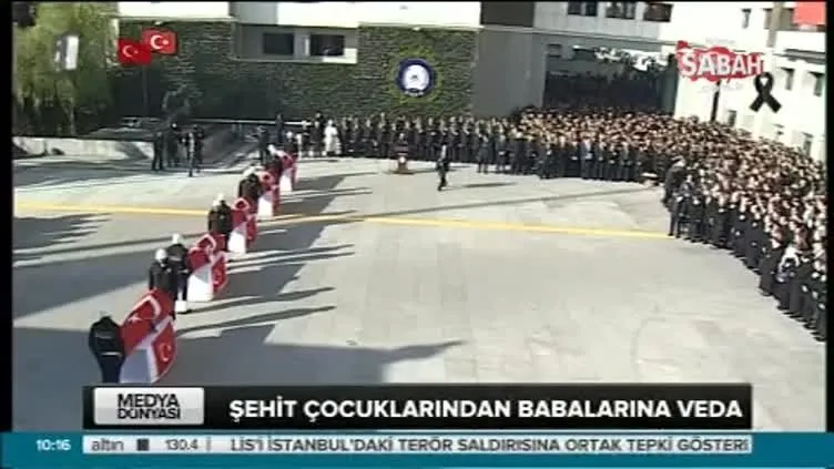 Şehit çocuklarından babalarına veda