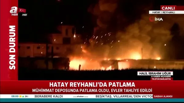 Hatay Reyhanlı'da mühimmat deposunda patlama sonrası çıkan yangın kamerada!