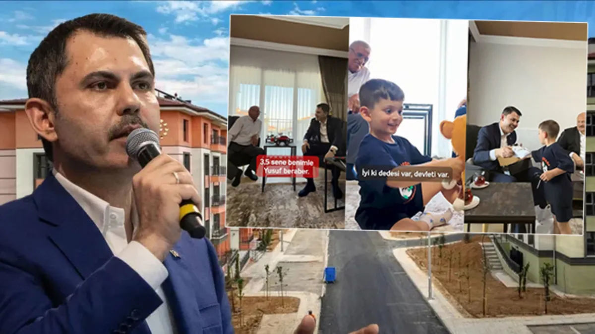 Çevre, Şehircilik ve İklim Değişikliği Bakanı Murat Kurum, Adıyaman'da depremzede Abdullah Çelik ve torunu Yusuf Berk'i ziyaret ediyor.
