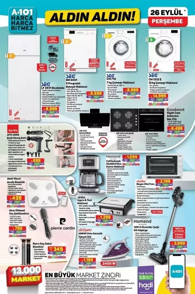 26 EYLÜL 2024 A101 KATALOĞU BURADA! Bu perşembe A101'de neler var? Moped, elektrikli bisiklet, karyola, yatak...