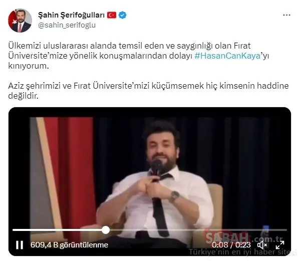 Hasan Can’nın Elazığ Üniversitesi esprisi kızdırdı! AK Parti Elazığ İl Başkanı Şerafettin Yıldırım’dan büyük tepki!