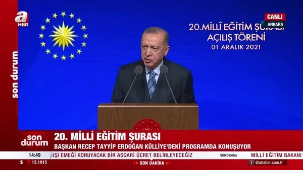 Başkan Erdoğan'dan 20. Milli Eğitim Şurası'nda önemli açıklamalar
