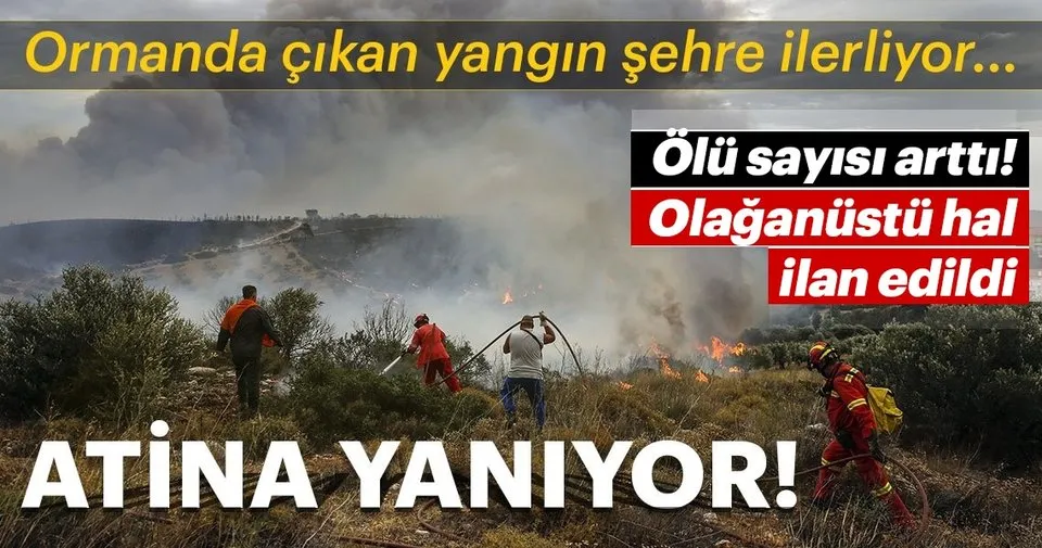 son dakika atina yaniyor yunanistanda ormanda cikan yangin sehre