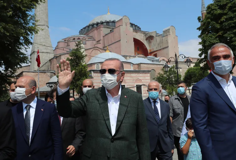 Son dakika: Başkan Erdoğan Ayasofya'da incelemelerde bulundu