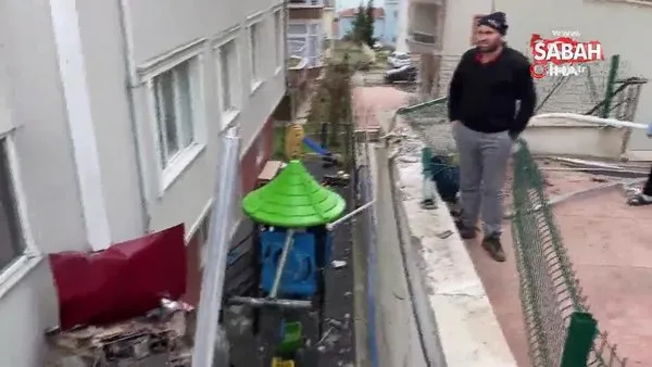 Kontrolünü kaybeden otomobil sürücüsü apartman boşluğuna böyle düştü | Video