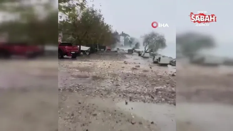 Bursa’da fırtınada gemi yan yattı