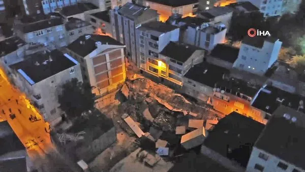 İstanbul Esenler’de çöken istinat duvarının son hali havadan görüntülendi | Video