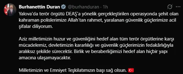 SON DAKİKA: Başkan Erdoğan’dan taziye mesajı! Yalova’daki DEAŞ operasyonunda 3 askerimiz şehit oldu!