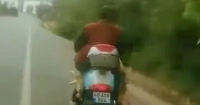 Muğla’da şok eden görüntü! Motosikletin ortasına keçiyi bindirerek eziyet etti #mugla