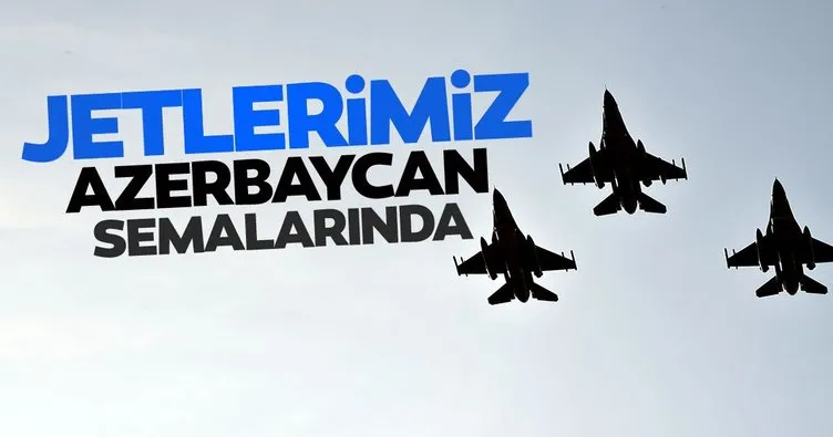 Türk F-16’ları Azerbaycan’a ait savaş uçakları ile Azerbaycan semalarında