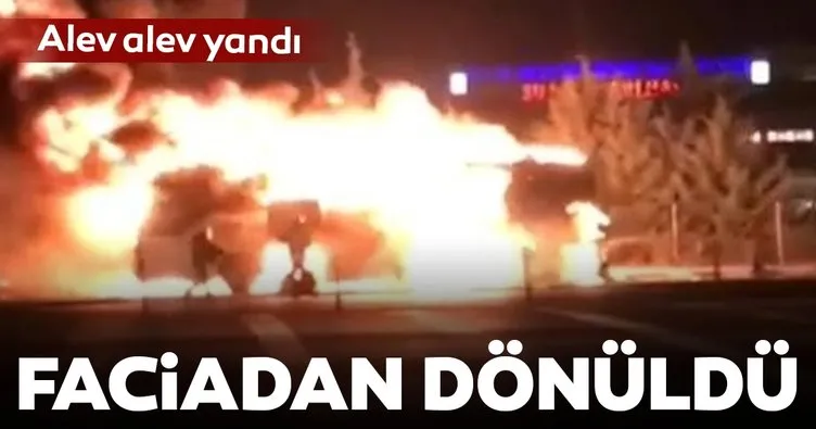 İzmir’de, yolcu otobüsü yandı