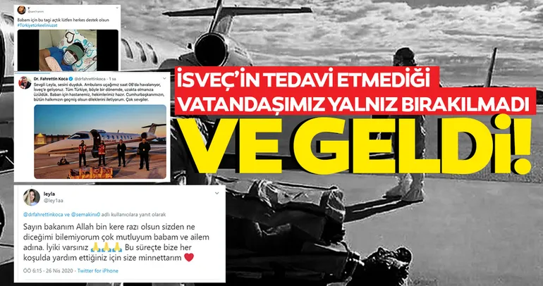 İsveç'te tedavi edilmeyen Emrullah Gülüşken ambulans uçakla Türkiye'ye getirildi