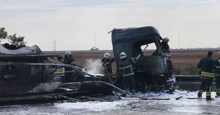 Akaryakıt yüklü tanker alev alev yandı