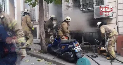 Cihangir’de 3 katlı binanın bodrumunda çıkan yangın paniğe neden oldu | Video