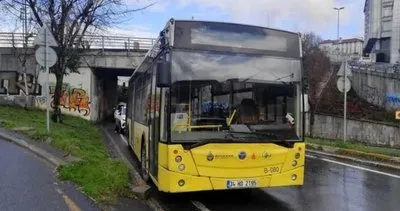 Virajı alamayan İETT otobüsü alt geçit duvarına çarptı 7 kişi yaralandı
